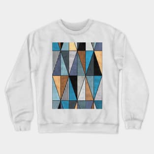 Colorful Concrete Triangles - Blue, Grey, Brown Crewneck Sweatshirt